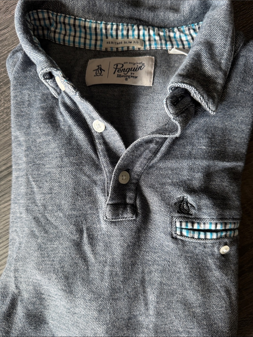 Original Penguin Men's Heather Gray Polo with Contrast Trim